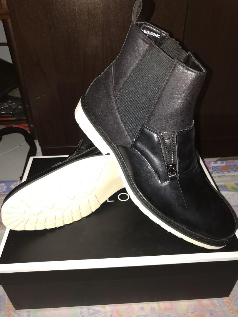 Zalora Faux Leather Chelsea Boots Men s Fashion Footwear Boots