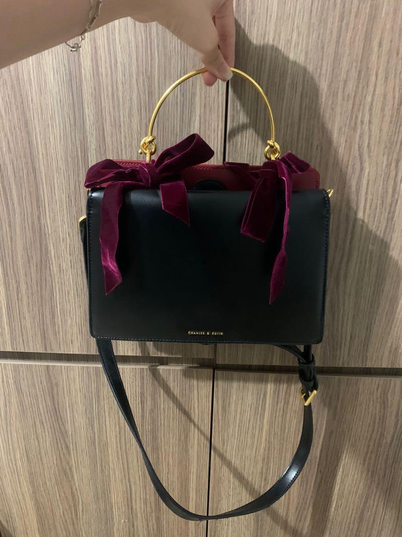 velvet bow detail handbag