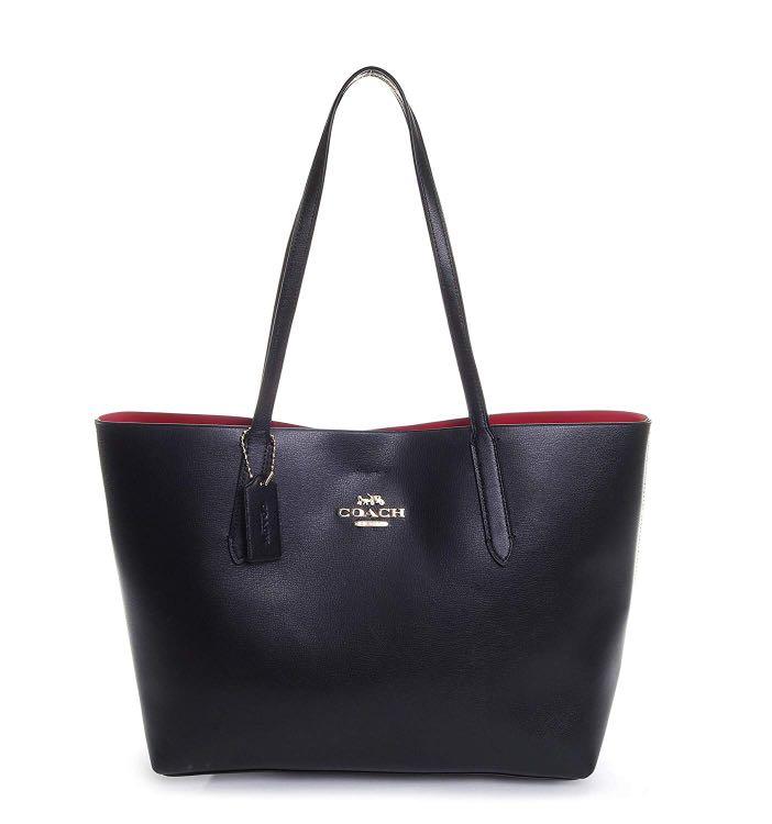 Coach Women s Leather Avenue Tote Black Red