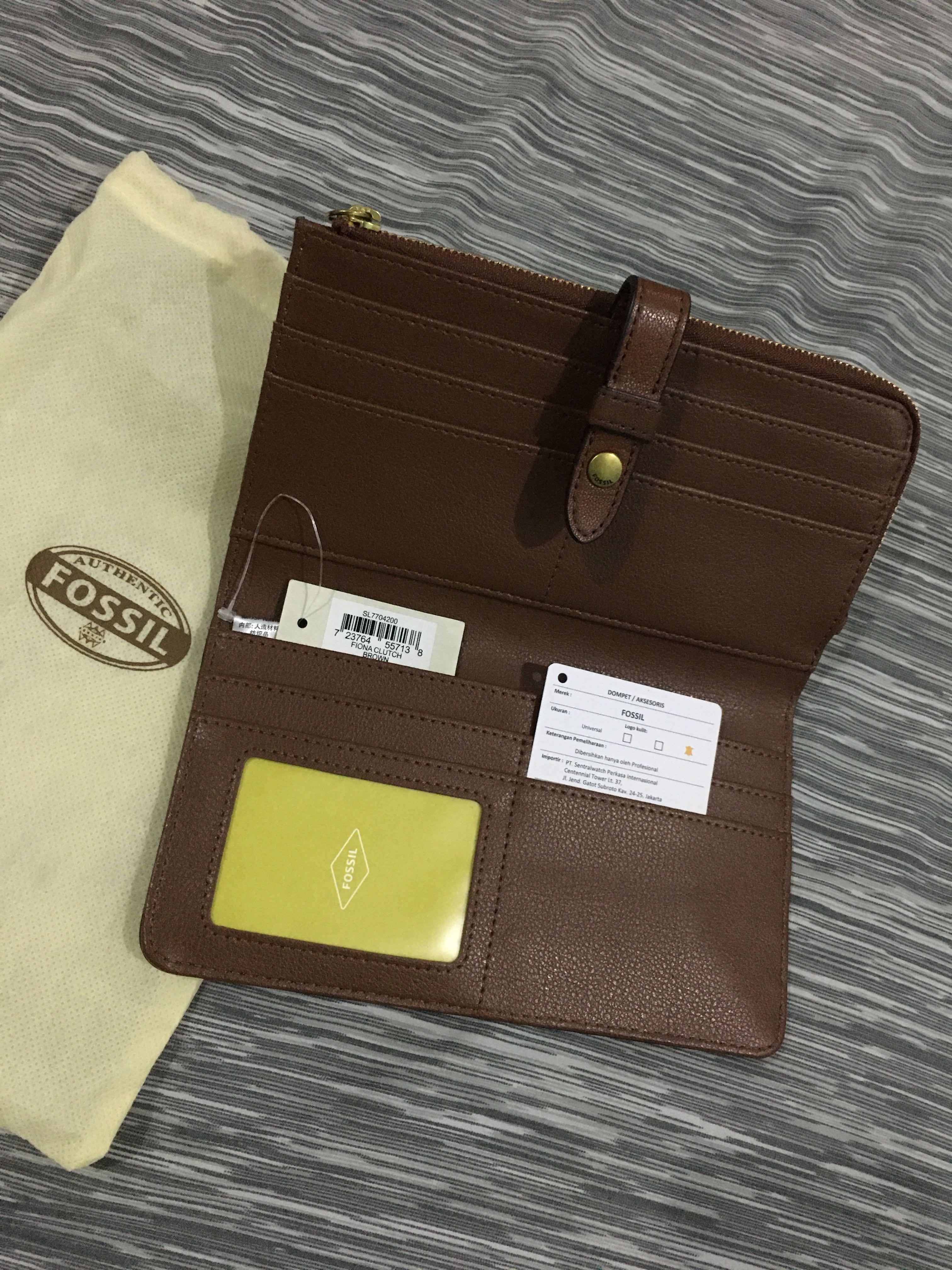 SOULDOUT Dompet Fossil Fiona Tab Clutch Brown Barang Mewah Tas