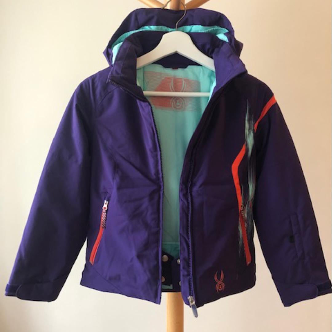 Girls Spyder Project Ski Jacket Regal Purple Dashed Print Sizzle Size 8