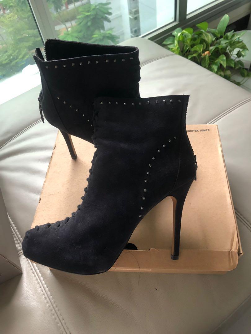 pull&bear high heeled leather boot