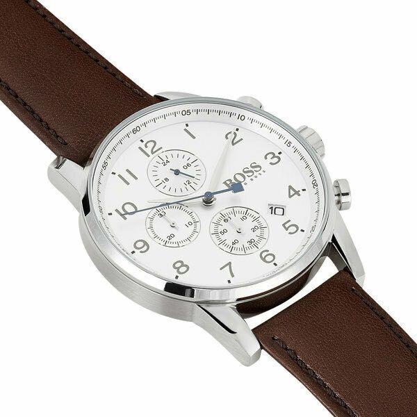 Hugo Boss Men s Navigator 44mm Brown Leather Watch HB1513495
