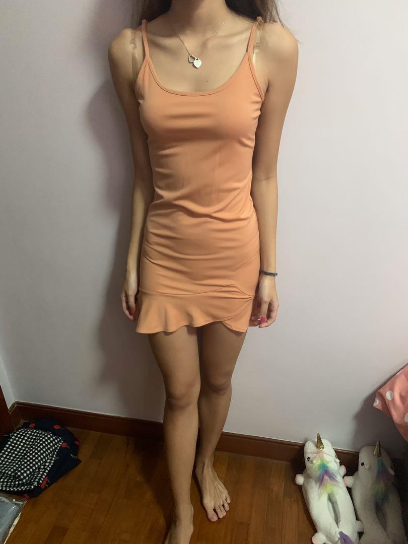 Peach Bodycon Dress, Women's Fashion, Dresses & Sets, Dresses on Carousell