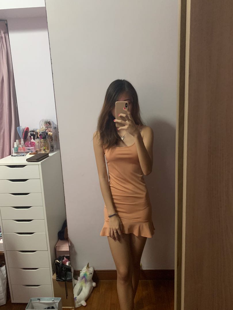 Peach Bodycon Dress, Women's Fashion, Dresses & Sets, Dresses on Carousell
