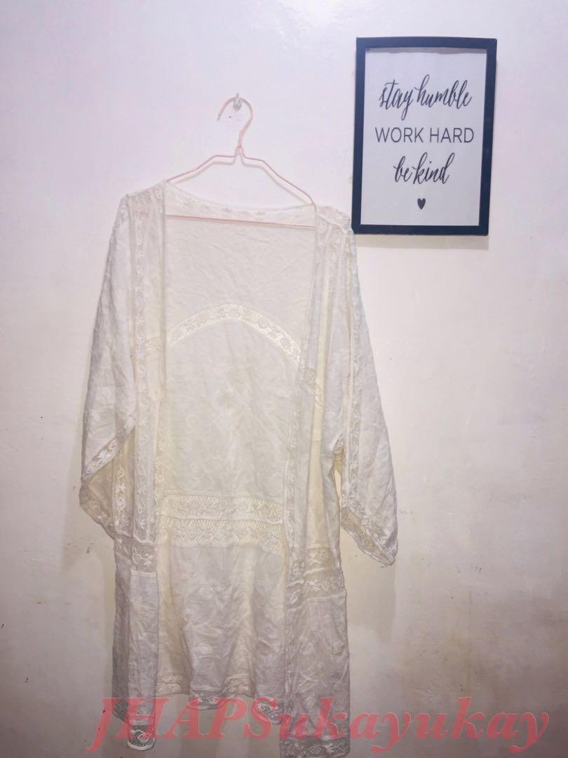 white beach cardigan