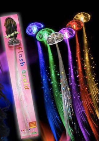 Ready stock -LED clip on Hair party lights fibre optic lights Flash braids 