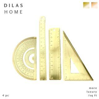 DILAS HOME | Copper Brass Rose Gold Geometry Triangle Ruler Math Tool Protractor Set
