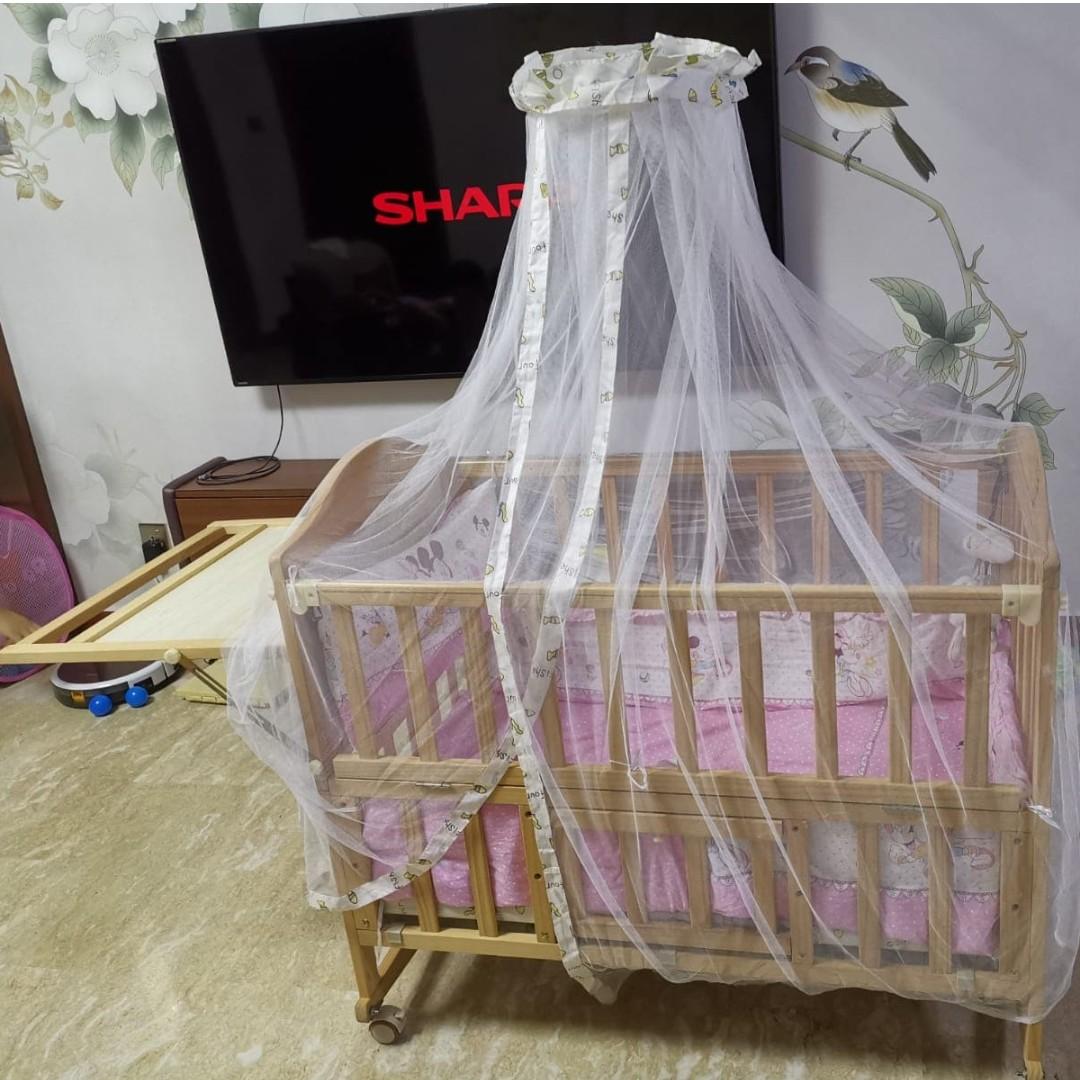 5 in 1 convertible baby cot made of real wood, Babies & Kids, Baby Nursery & Kids Furniture
