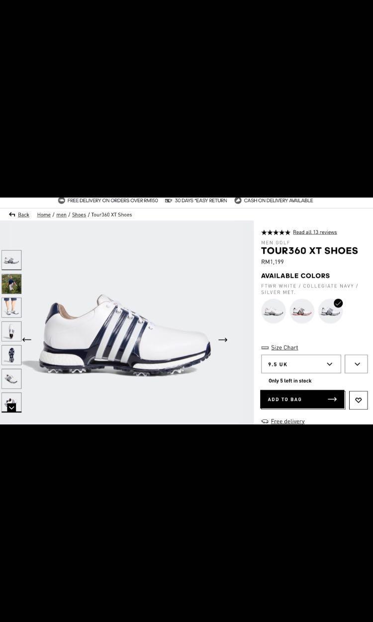 Adidas tour360 xt golf shop shoes  ftwr white/navy/silver met