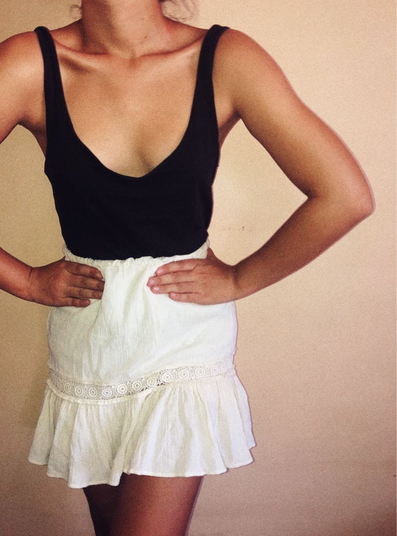 Cream Mini Skirt, Women's Fashion, Bottoms, Skirts on Carousell