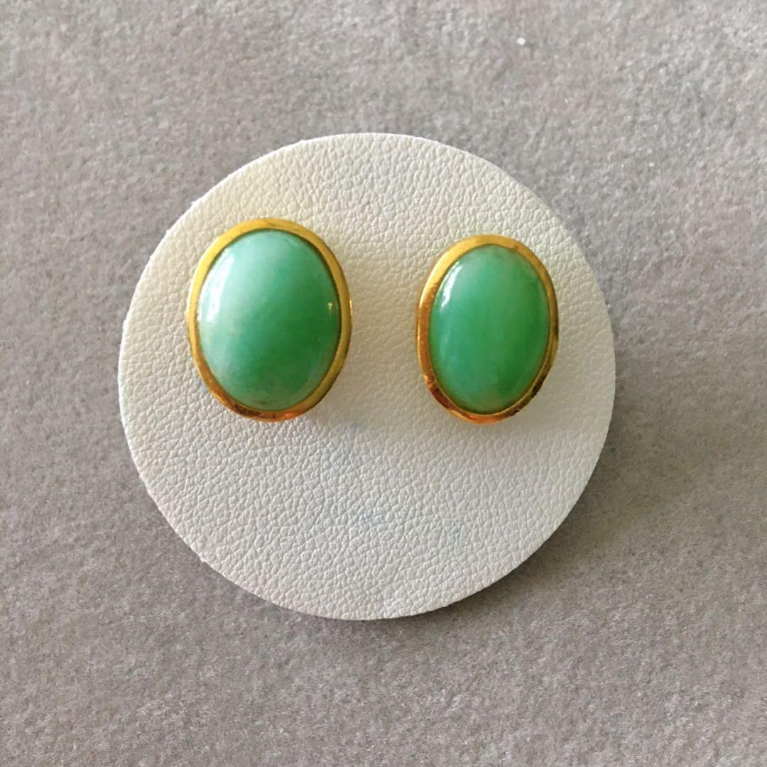 SOLD Genuine BURMESE Apple green jade earrings Luxury