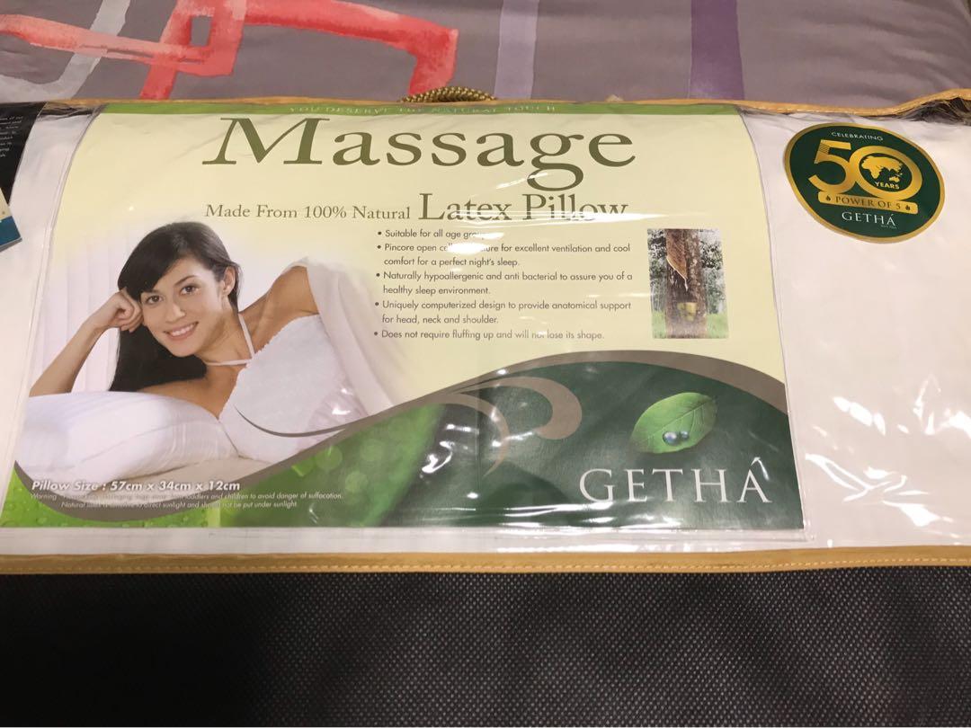 Getha Latex Massage Pillow Furniture Home Living Bedding Towels on Carousell