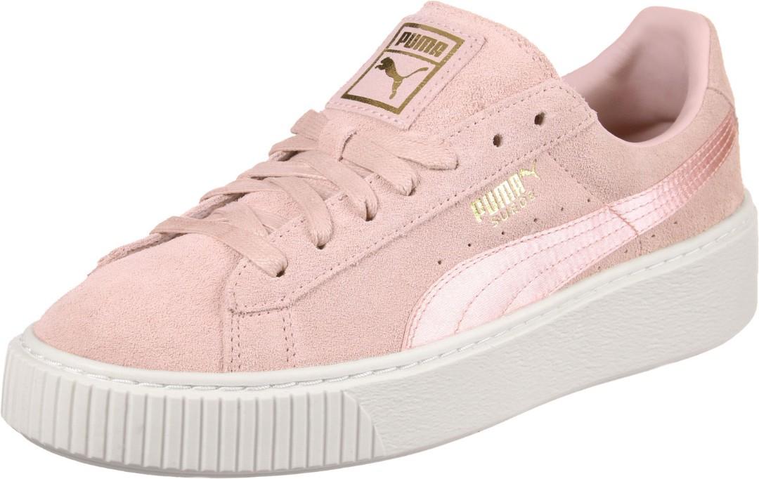 Puma suede platform mono satin pink tint sale