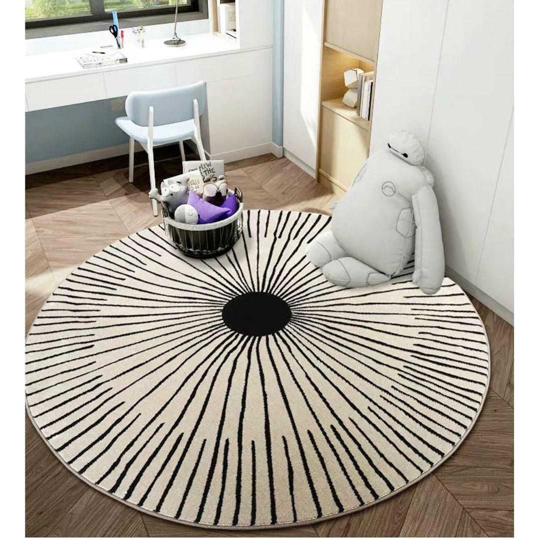 Round Monochrome Rug Nordic Minimalist Scandi Carpet Furniture Home Decor Others On Carousell