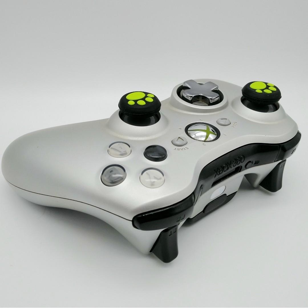 Silver Transforming DPad Xbox 360 Wireless Controller with Two New Thumb Grips, Toys & Games