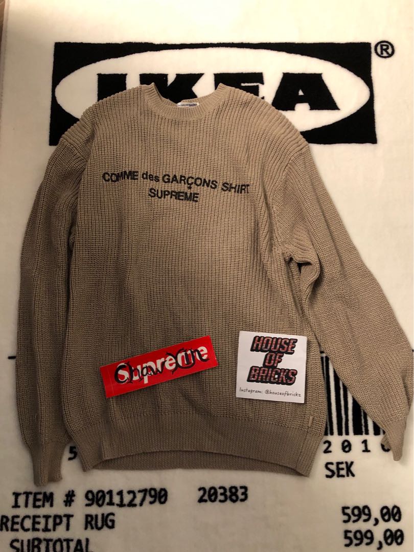 Supreme CDG Shirt Sweater Tan L Men s Fashion Tops Sets