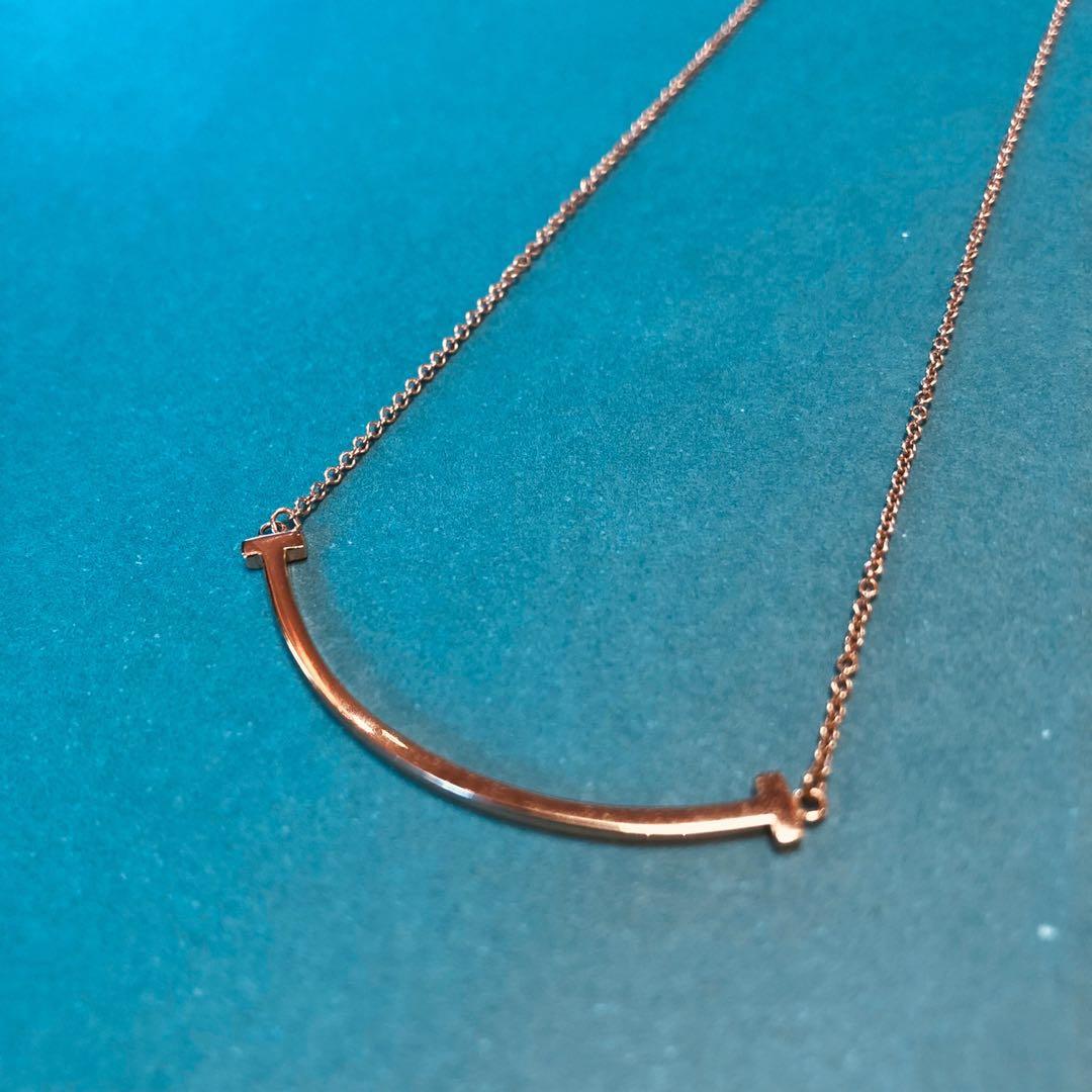 Tiffany t smile necklace rose best sale gold