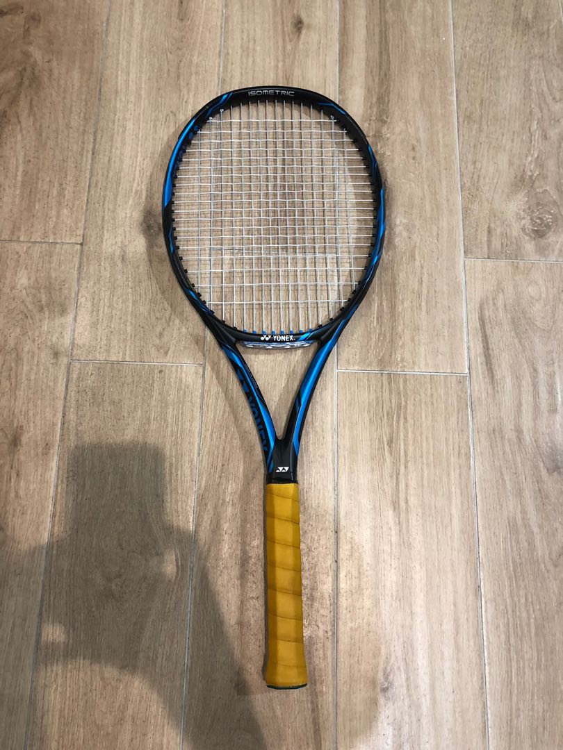 Yonex EZONE DR 98 (Blue) (1/4 grip with leather) with a set of grommets