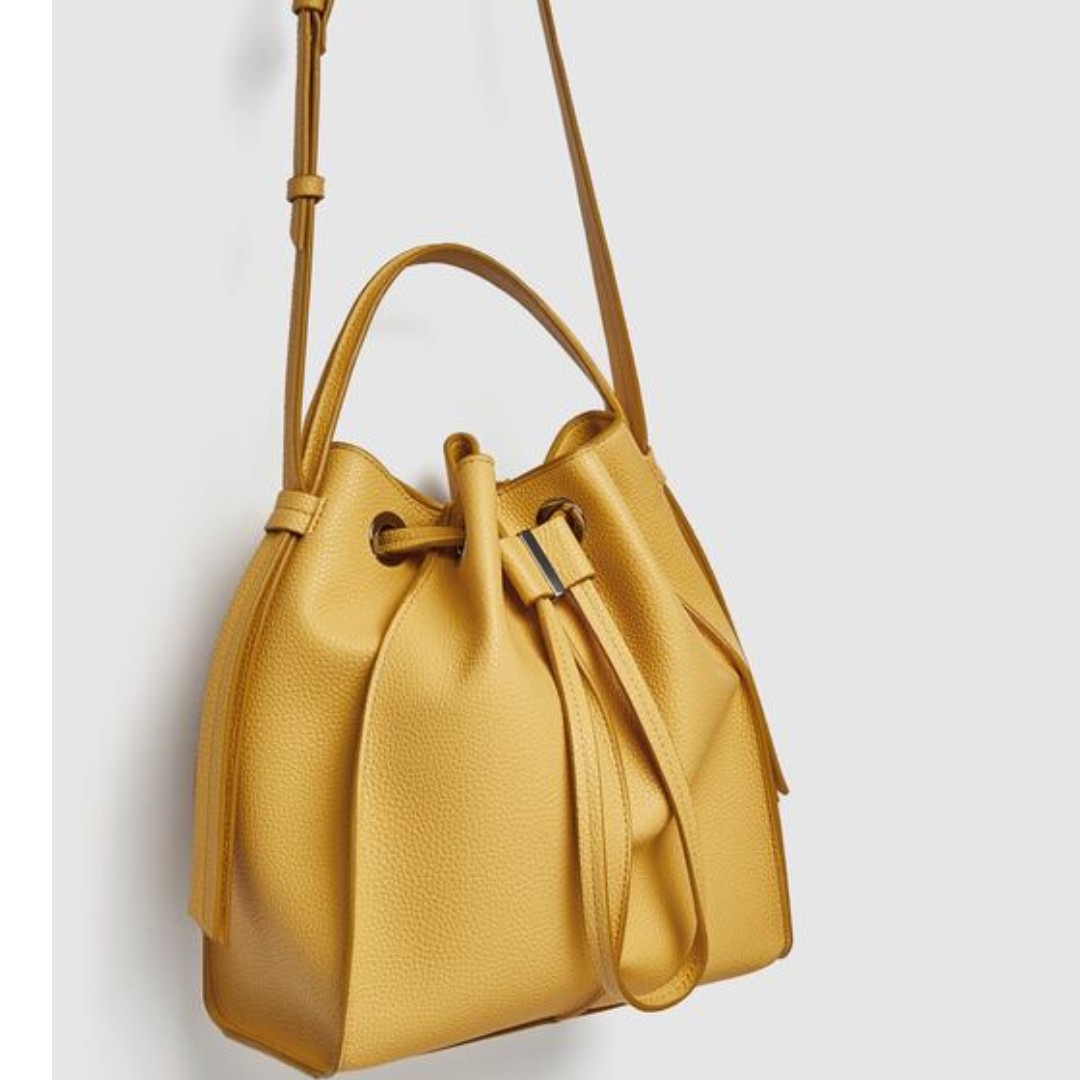 Zara Yellow Bucket Bag, Women's Fashion, Bags & Wallets, Beach Bags on
