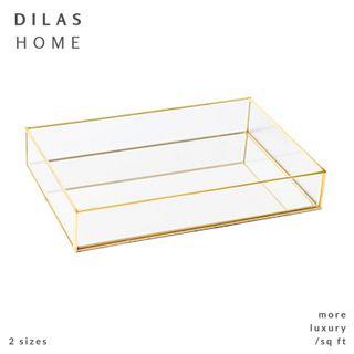 DILAS HOME | [2 SIZES] Rectangle Glass Tray with Mirror