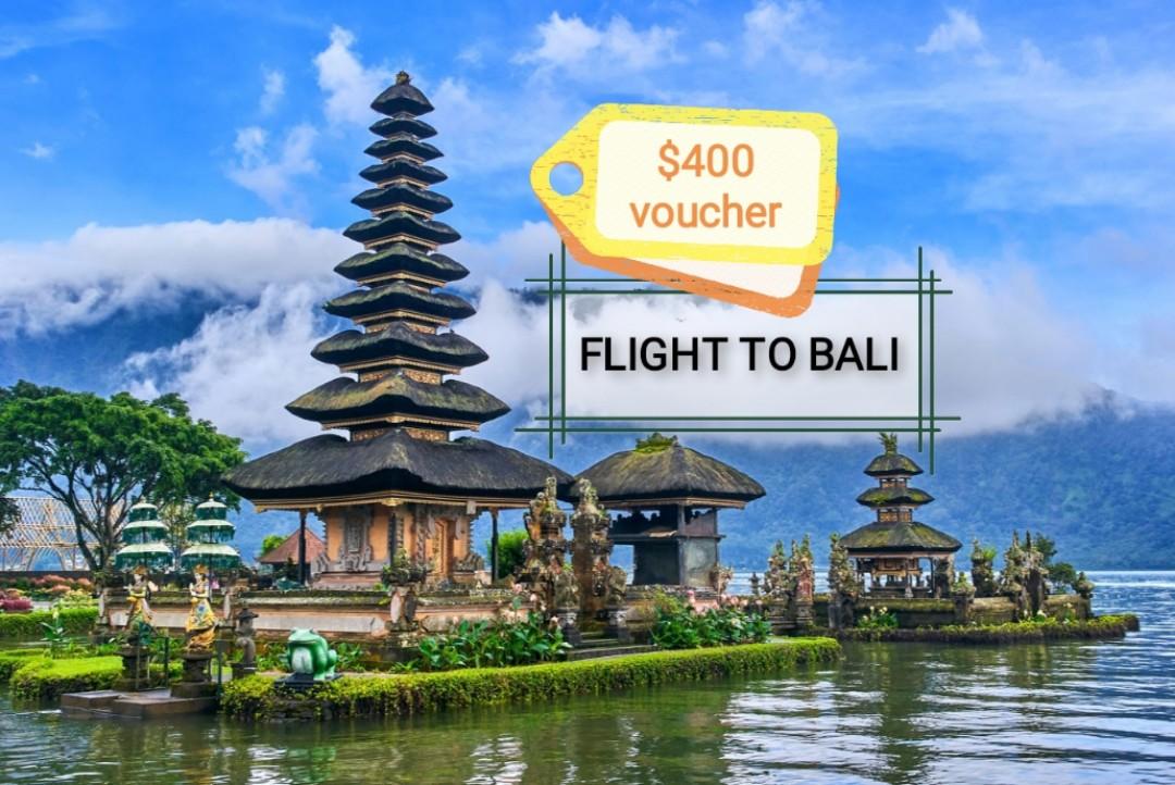 400 cash voucher for Pair of round trip flight air ticket to bali (any