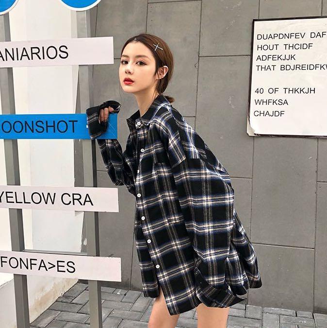 Ulzzang plaid sweatshirt KF9597