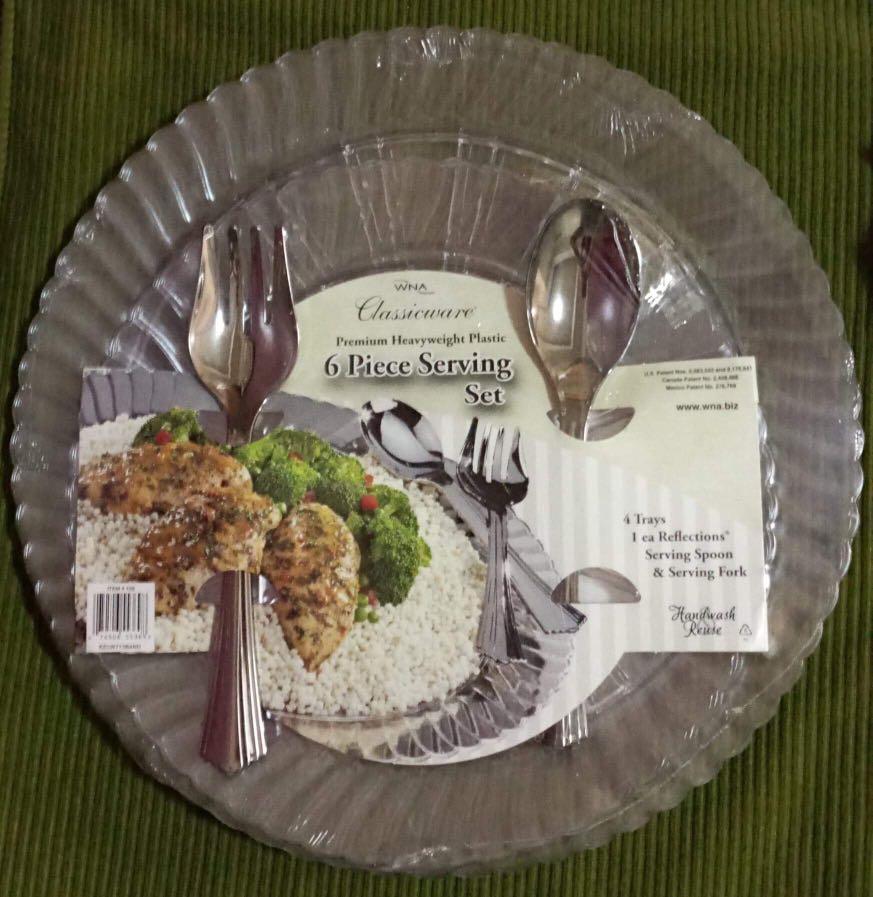 6-Piece Serving Set (Category: Spice & Seasoning) located in Quezon City. Submitted by bareminimalistph (Listing ID 263562933, Image 1). Description: ▪️Premium Heavyweight Plastic ▪️Includes: 4 trays (2pcs 16inch diameter and 2 pcs 13inch diameter), 1 serving spoon, and 1 serving fork ▪️Condition: New and unused. ▪️Item is not mine and I was just asked to sell this. Please do not ask for other photos. ▪️RFS : 🔶All prices are final 🔶Price does n