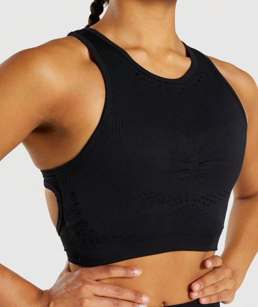Gymshark flawless knit sports bra black, Women's Fashion, Activewear on