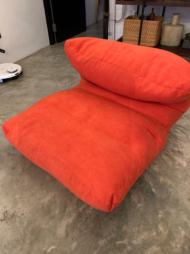 Orange Fabric Ottoman Hock Siong Co
