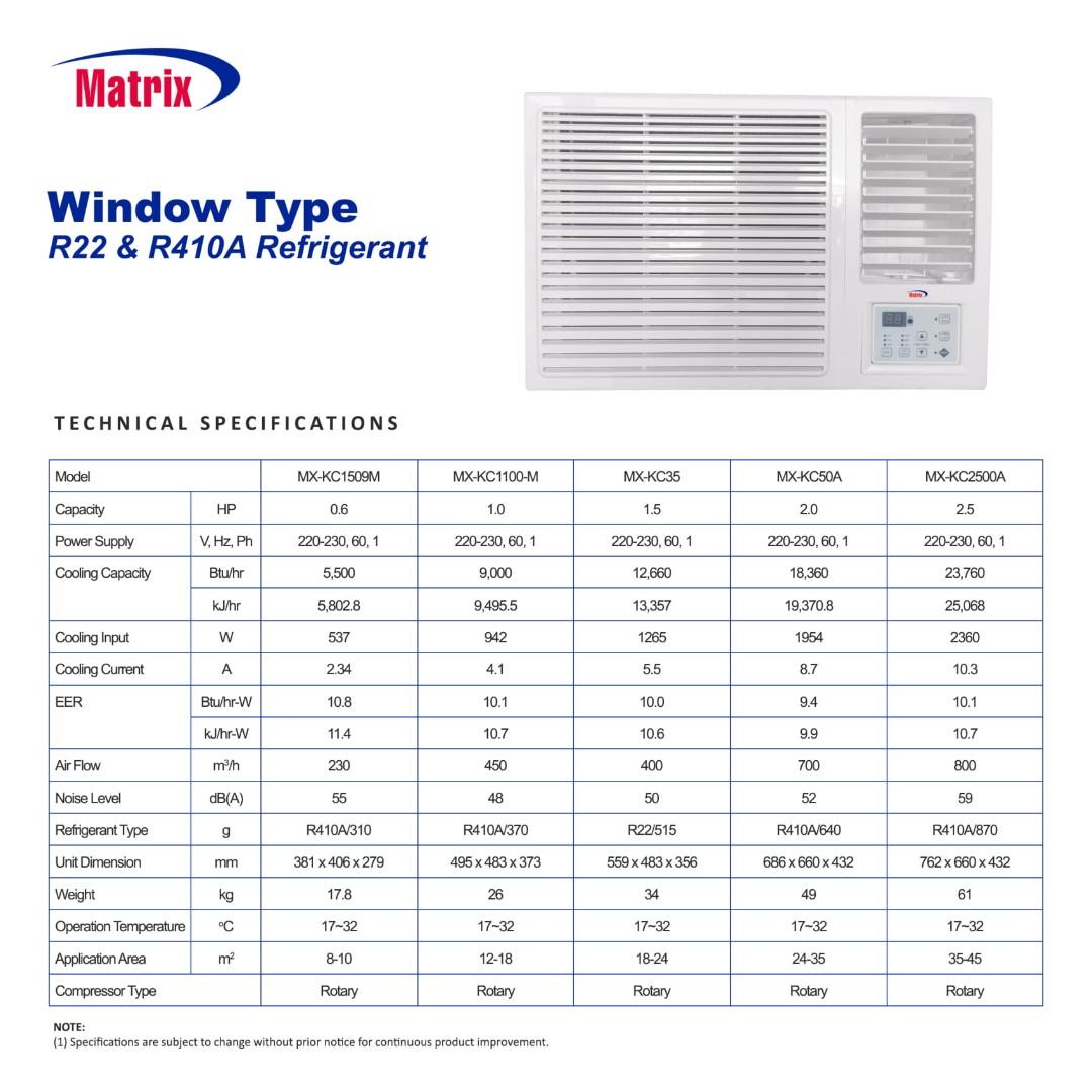 Matrix Aircon 1HP (Noninverter), TV & Home Appliances, Air