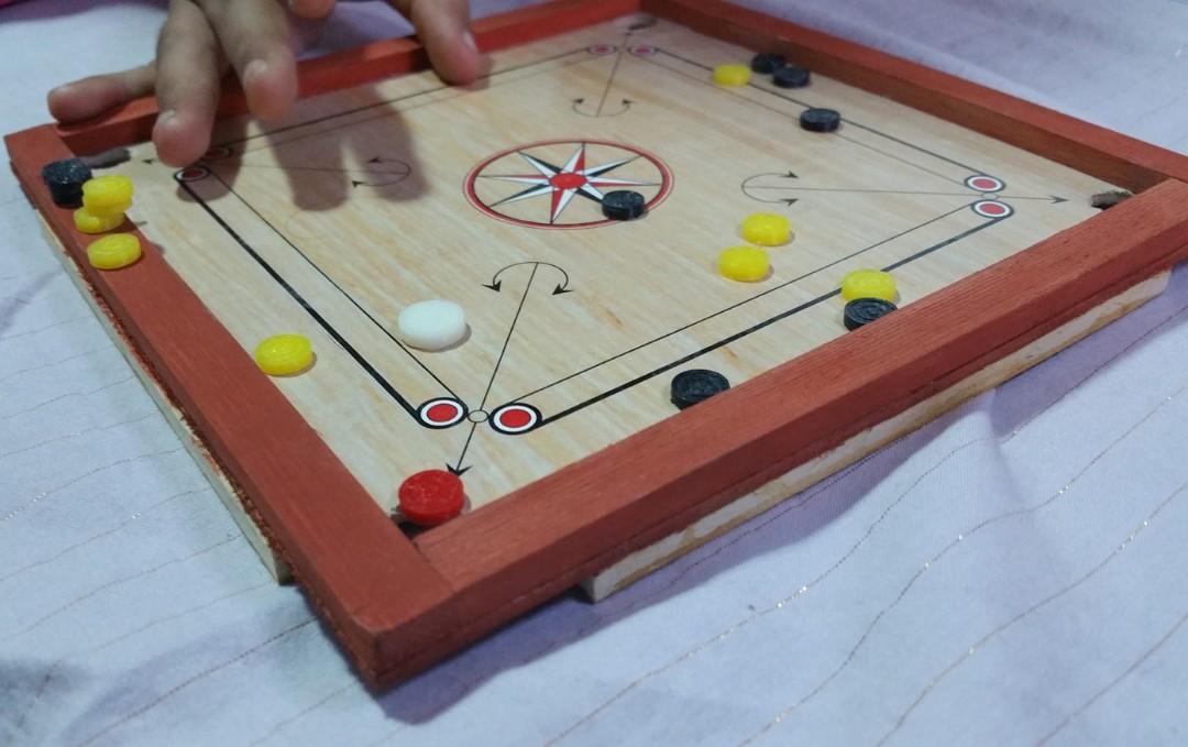 Mini Carrom Board Game for Sale., Hobbies & Toys, Toys & Games on Carousell