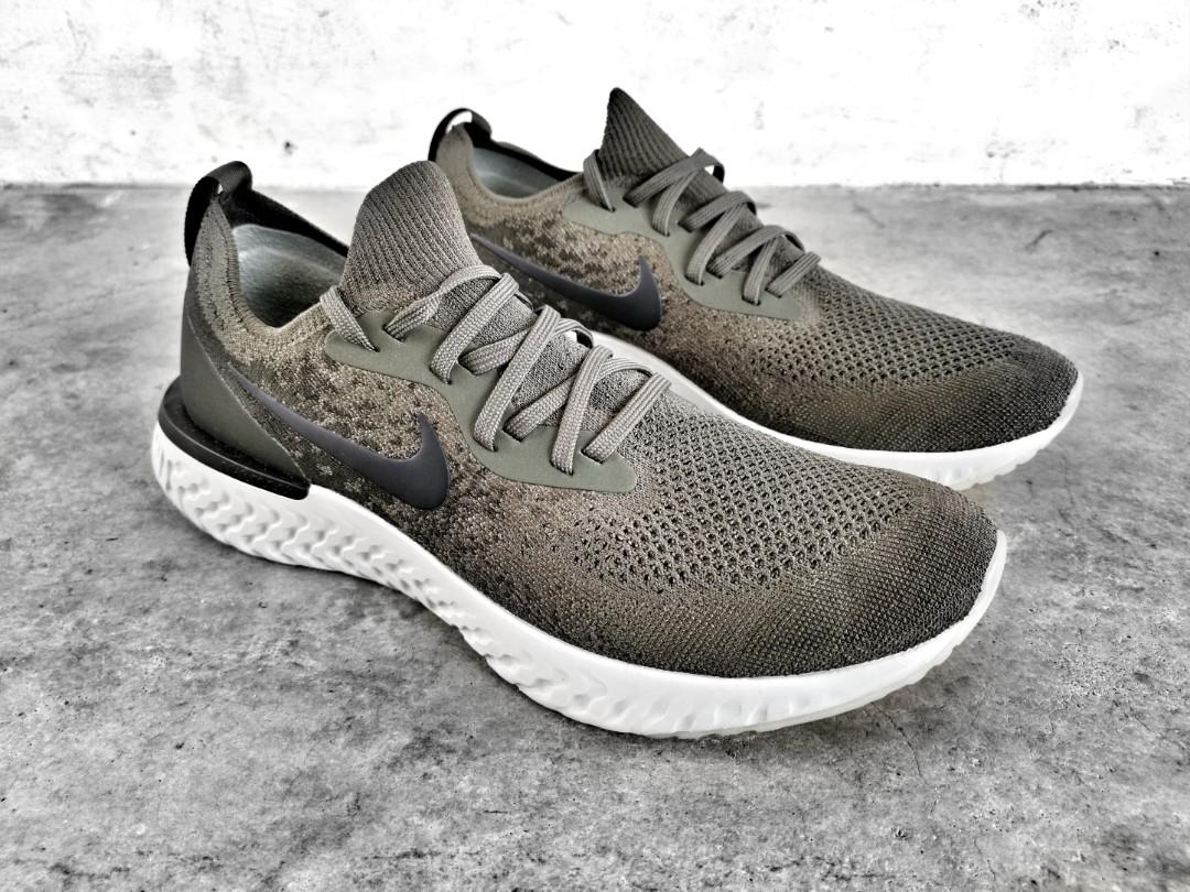 nike epic react flyknit olive green