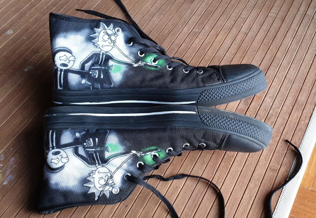 rick and morty painted shoes