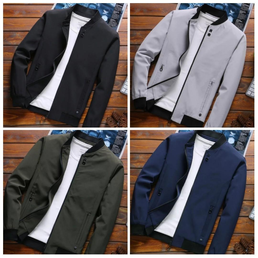 Solid Mens Bomber Jackets Male Casual Zipper Summer Jacket