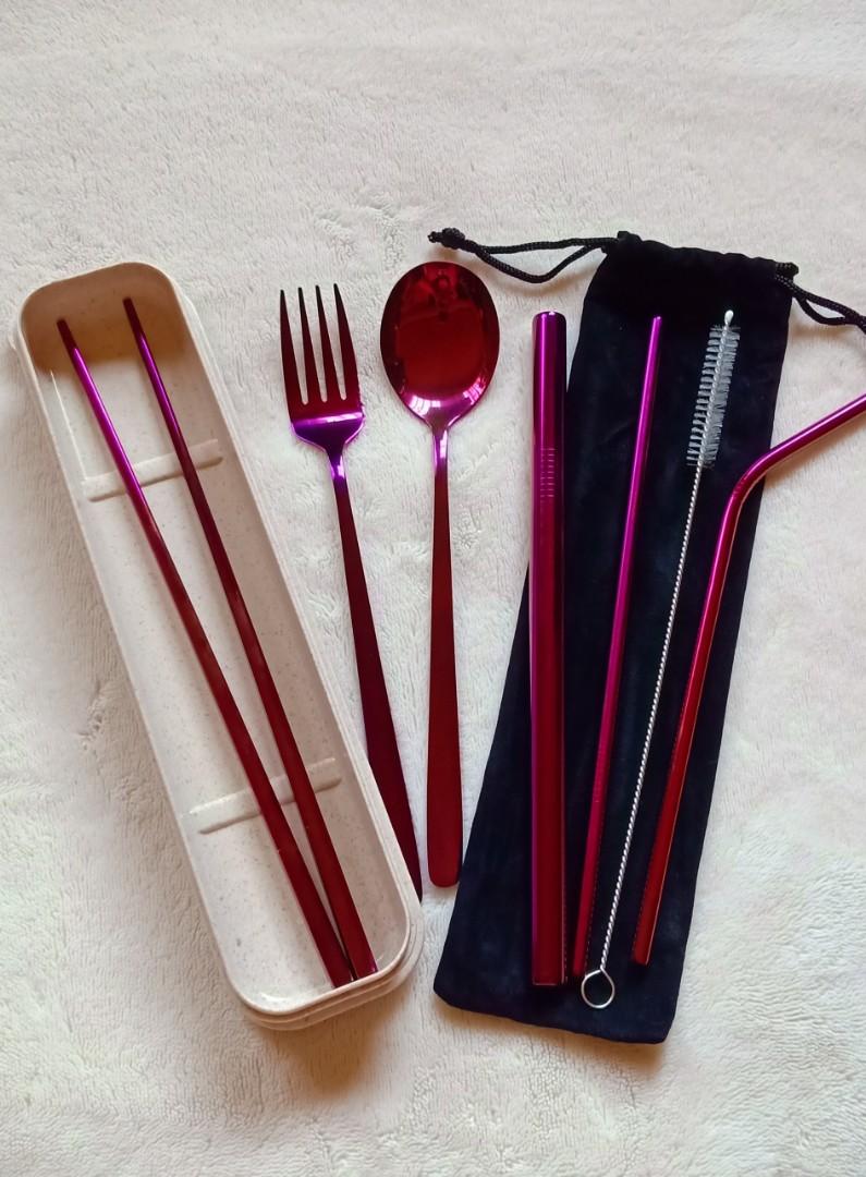 Stainless spoon and fork with chopsticks accessories (Category: Home Improvement Tools & Accessories) located in Cavite. Submitted by ms.lavander (Listing ID 263541651, Image 1). Description: 💜 Stainless spoon and fork with chopsticks and straw set 💜 I Want to lessen the use and disposal of plastic spoon and fork, this is one of the things I thought would help make it happen and I want to share it with you. 💜 Available colors: Blue Silver Rain