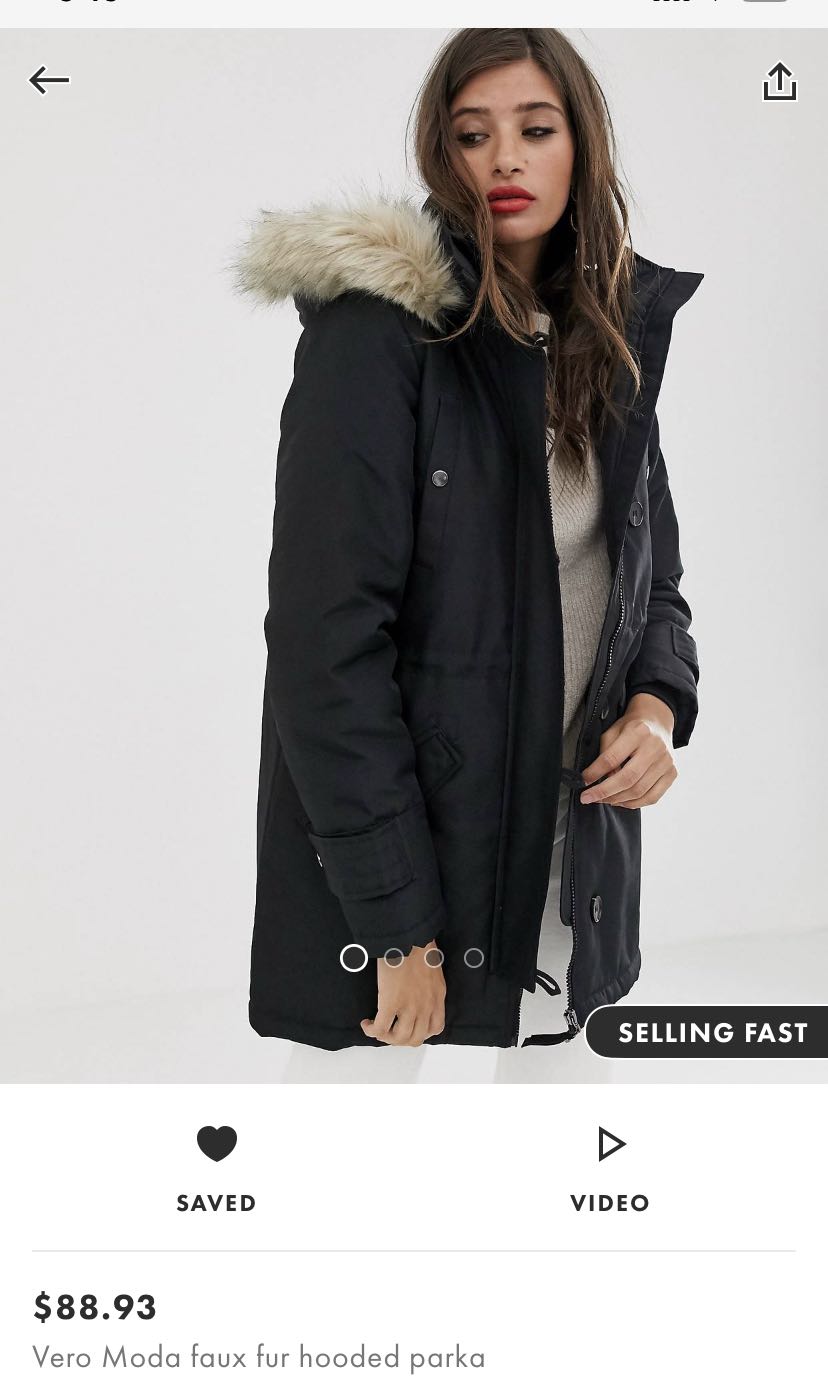 Faux fur hooded parka Clearance