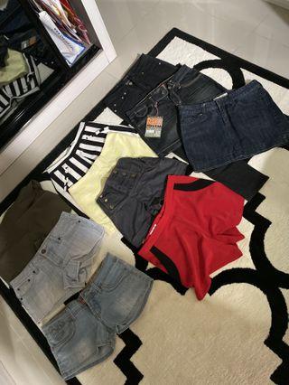 Assorted shorts ,denim skirts and jeans