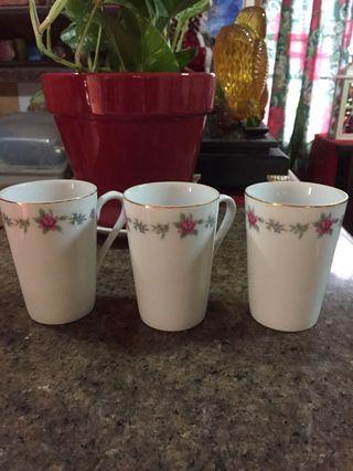 CHINA WARES -3 pcs coffee cups
