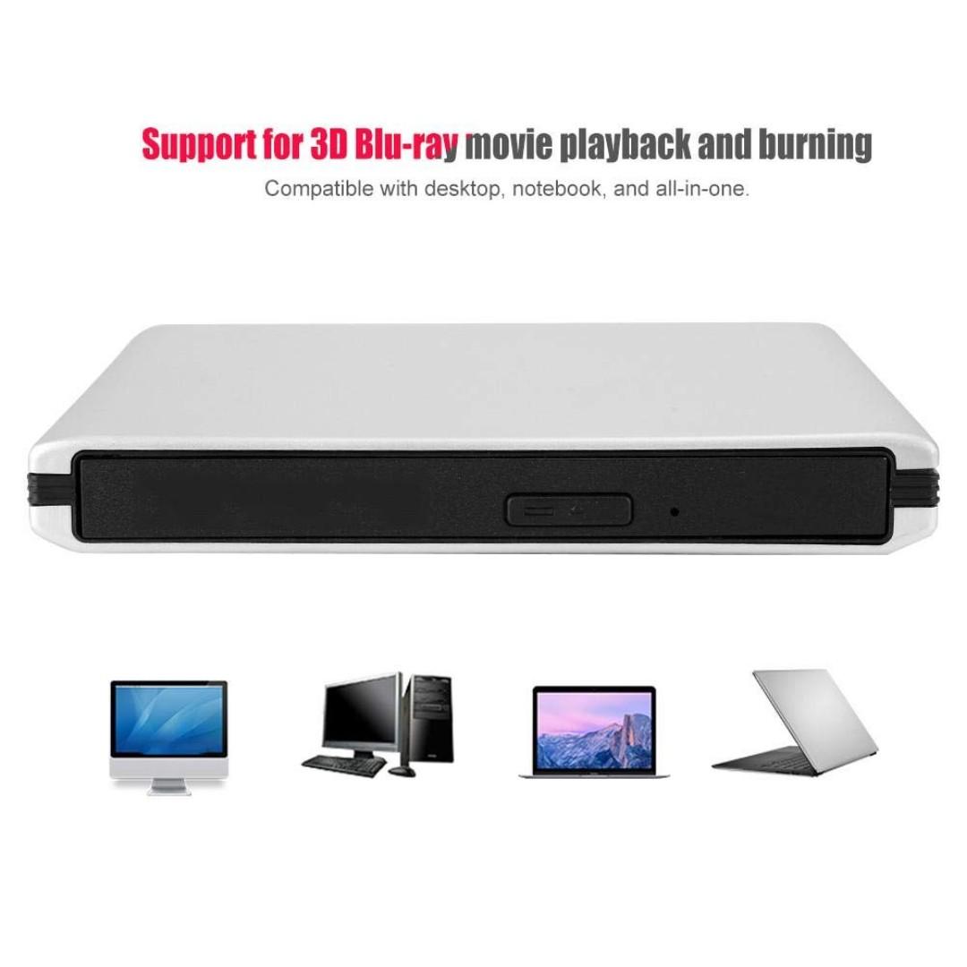 Ashata Blu Ray Usb 3 0 Burner Usb3 0 Blu Ray Laptop Pc External Optical Drive Disc Burner Dvd Cd Bd Writer Recorder Blueray Disc Rome 3d Drive Bd Dvd For Desktop Notebook Electronics Computer Parts Accessories