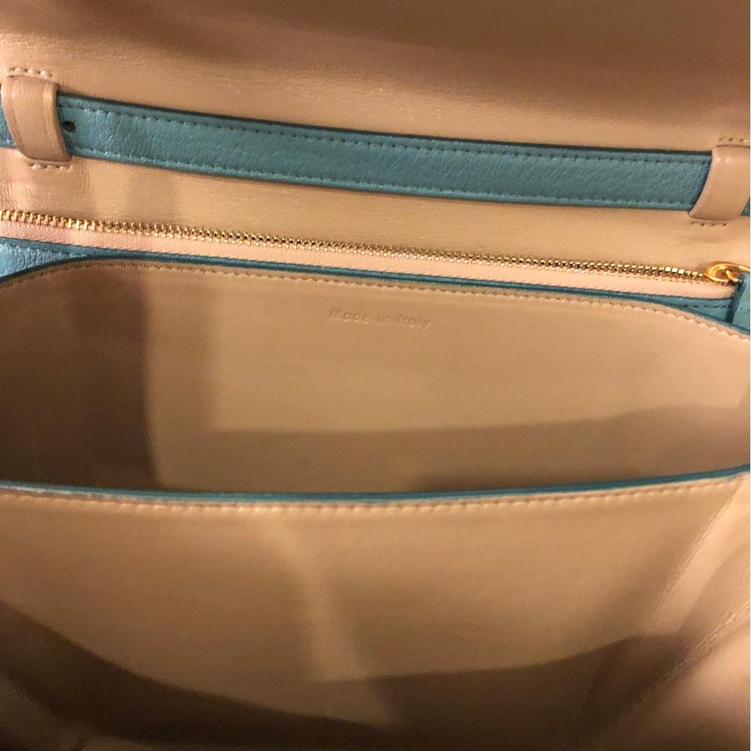 Celine medium box bag in blue green teal pebbles leather