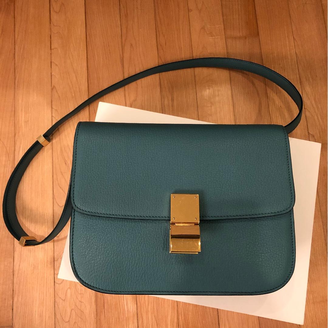 celine box bag green