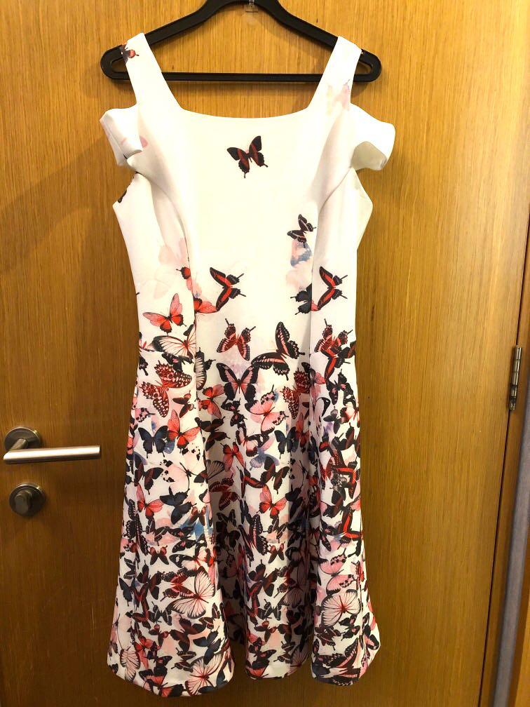 DKNY skater dress with butterflies Luxury Apparel on Carousell
