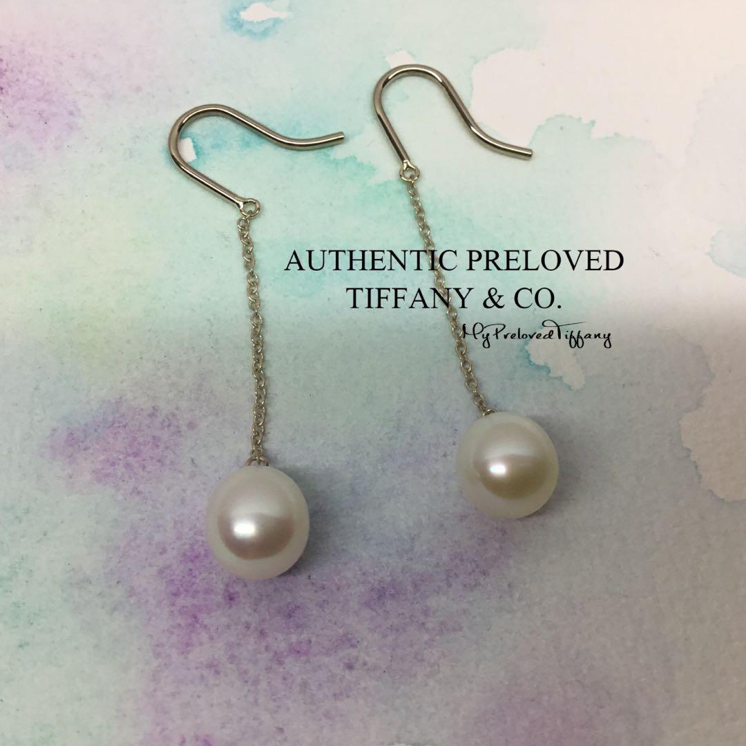 Excellent Authentic Tiffany Co Elsa Peretti By The Yard Pearl Earrings RP 425
