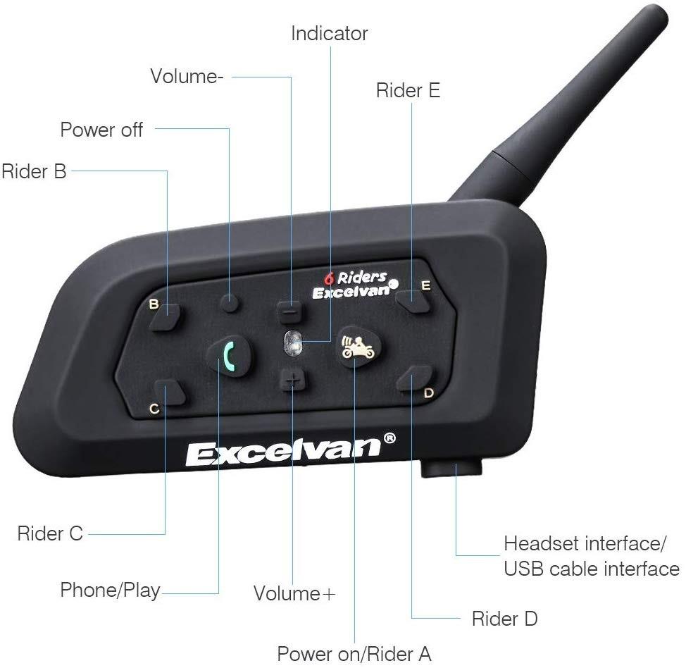 Excelvan V6-1200 Motorcycle Bluetooth Motorcycle Helmet Interphone