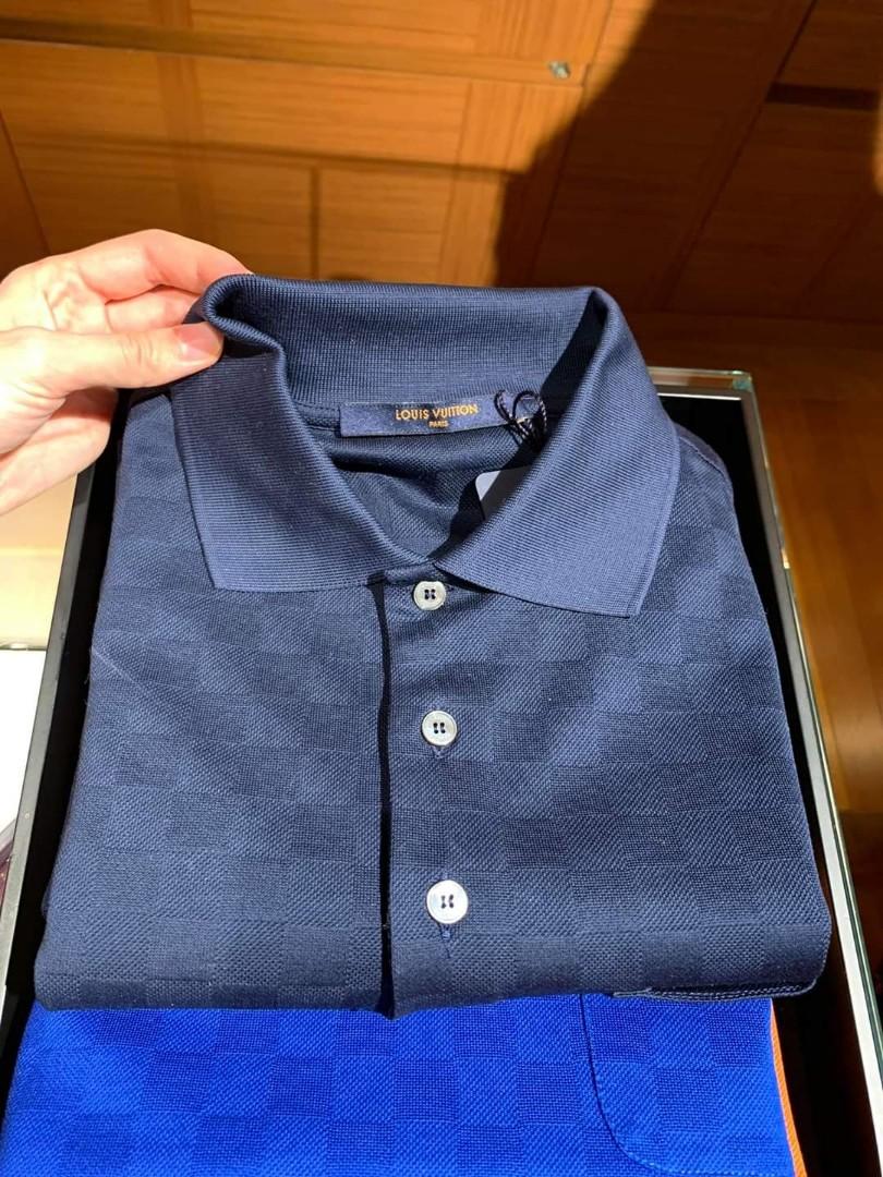 Louis Vuitton Classic Polo Shirt in PIQU√â Damier, Navy, XXL