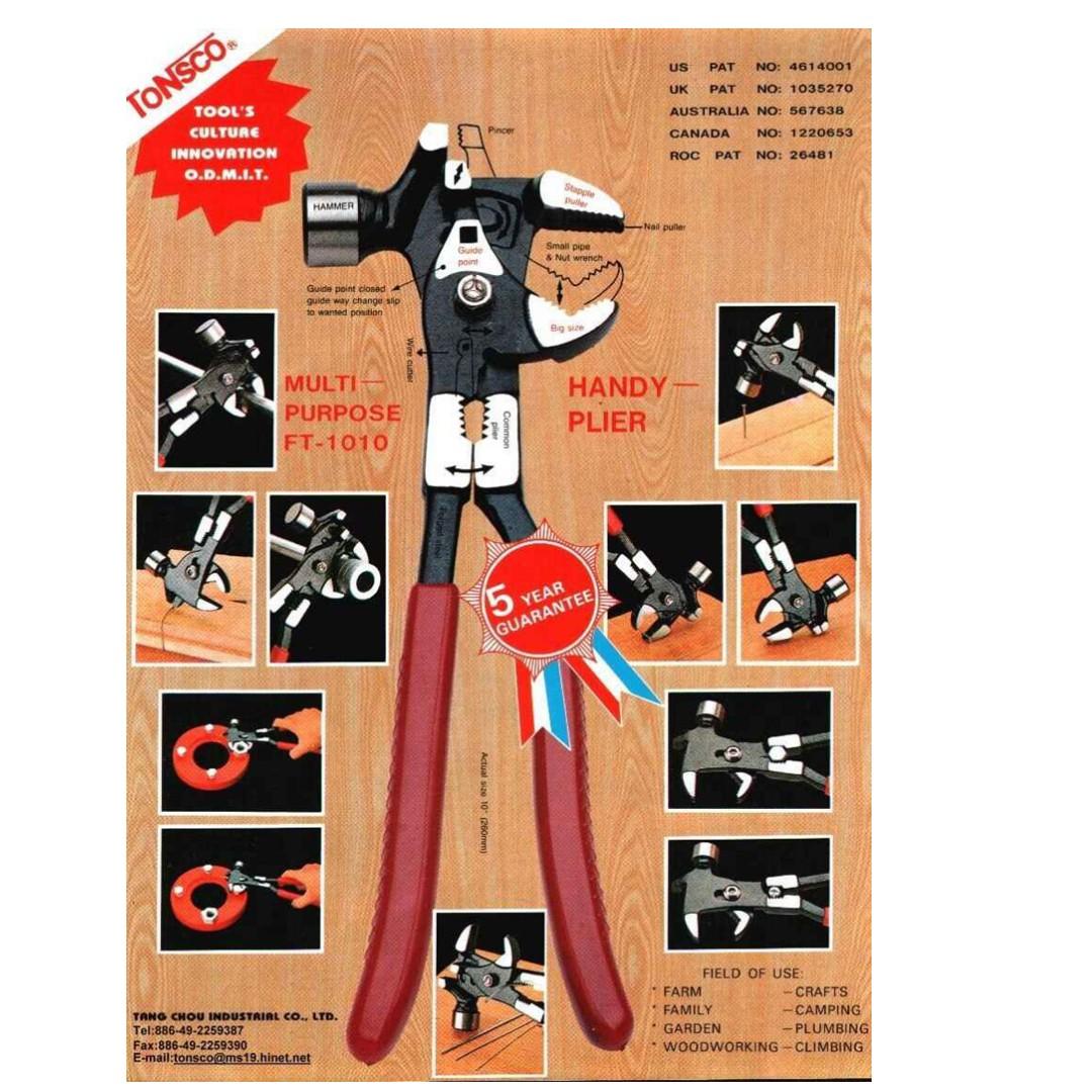 Multi Purpose Handy Plier Multi Tool (Category: Home Improvement Tools & Accessories) located in Manila. Submitted by raineshop77 (Listing ID 263805180, Image 3). Description: Multi Purpose Handy Plier Multi Tool Multi Purpose handy Plier Made in Taiwan Multi functions Pincer nail puller staple puller small p.ipe.and nut wrench wire cutter small pip.e wrench big pi.pe wrench hammer common plier, and more Best use in farm family DIY garden work wo