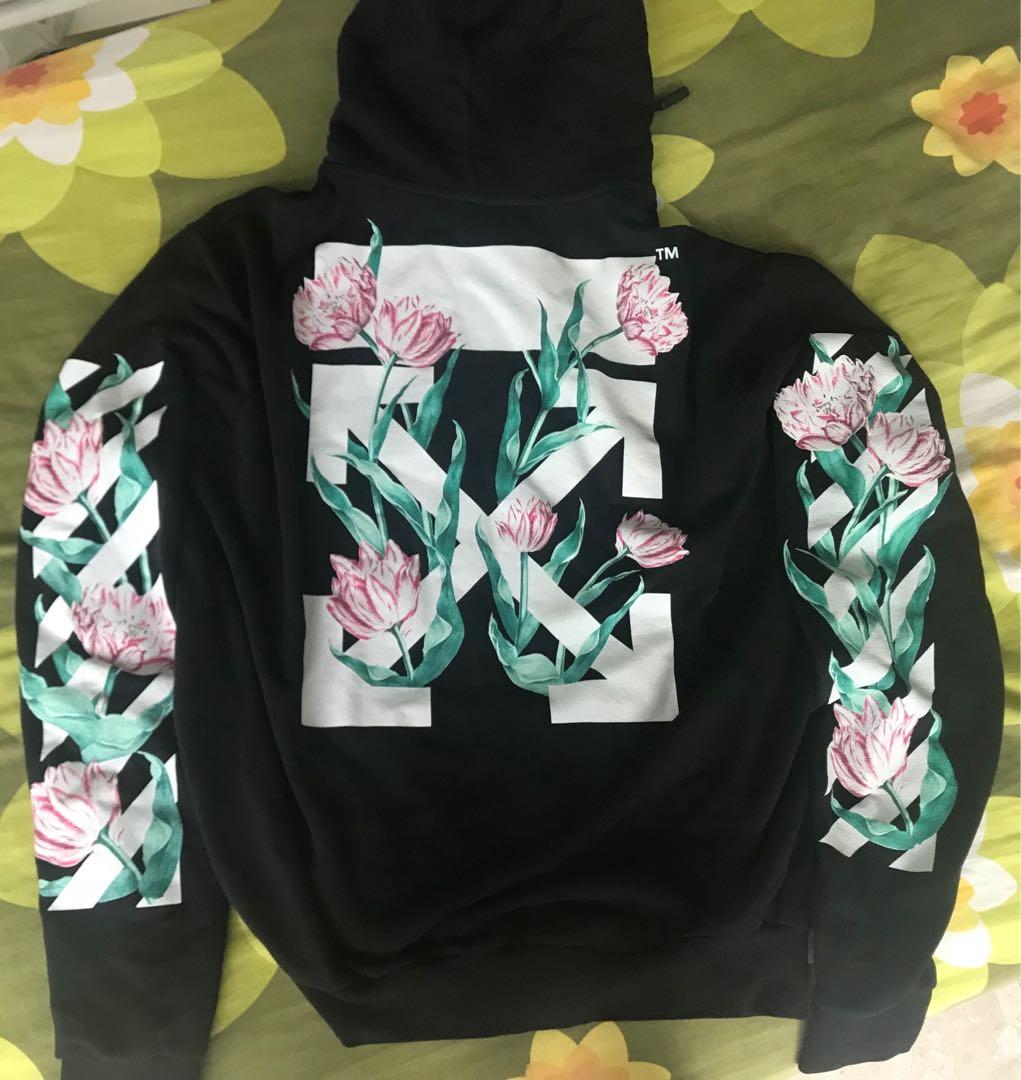 Off white flower hoodie pink cheap