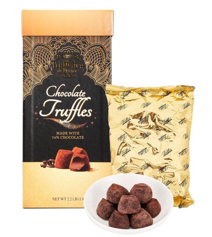 Truffettes De France 代可可脂松露巧克力禮盒 1公斤 Truffettes De France Chocolate Truffles Tall Box 1KG, 食物和飲料