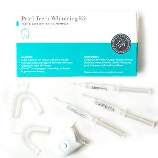 Pearl Teeth Whitening Kit with Blue LED Light System, 3 Whitening Gel Syringes, 2 Dental Trays (44% Carbamide Peroxide) - Instant Brighter Pearl Smile at Home by Grace & Stella Co.
